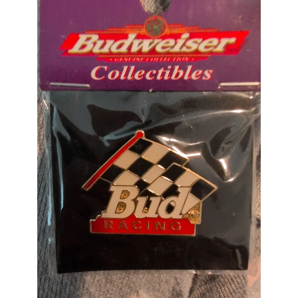 Budweiser Racing with Checkered Flags Lapel-Hat Pin